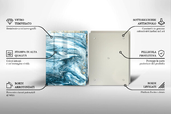 Tagliere in vetro temperato Struttura con oro