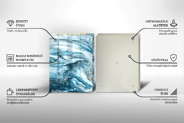 Tagliere in vetro temperato Struttura con oro