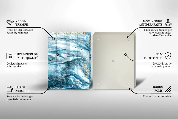 Tagliere in vetro temperato Struttura con oro