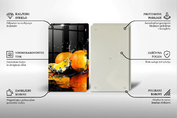 Tagliere in vetro temperato Succoso frutto arancione