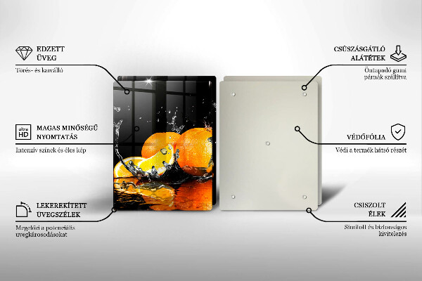 Tagliere in vetro temperato Succoso frutto arancione