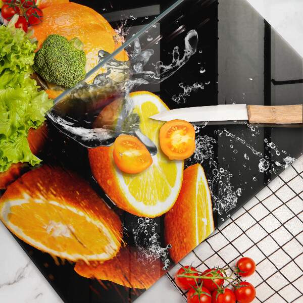 Tagliere in vetro temperato Succoso frutto arancione