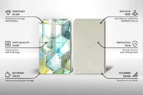 Tagliere in vetro temperato Esagoni dell'acquerello