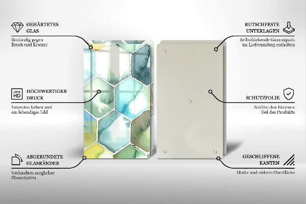 Tagliere in vetro temperato Esagoni dell'acquerello