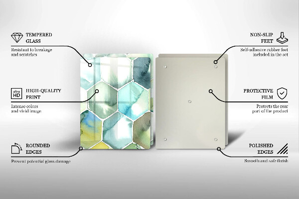 Tagliere in vetro temperato Esagoni dell'acquerello