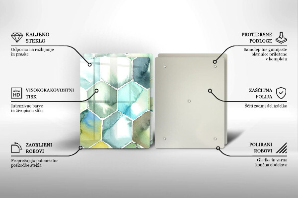 Tagliere in vetro temperato Esagoni dell'acquerello