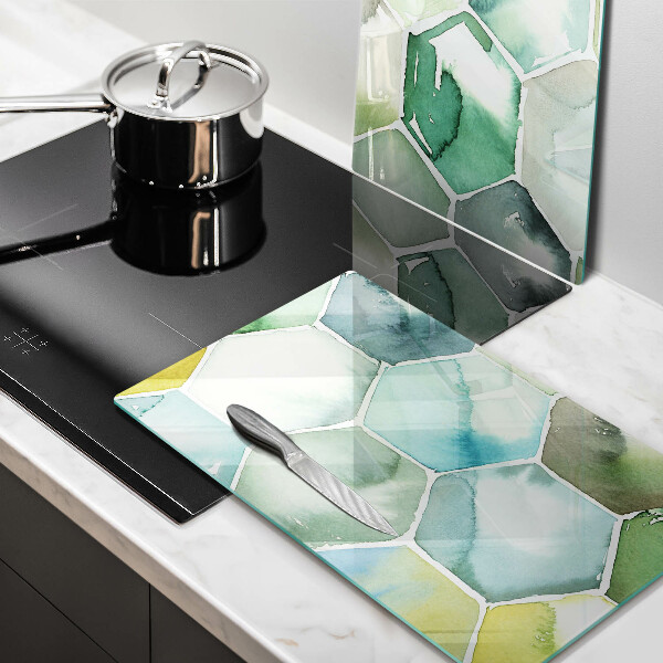 Tagliere in vetro temperato Esagoni dell'acquerello