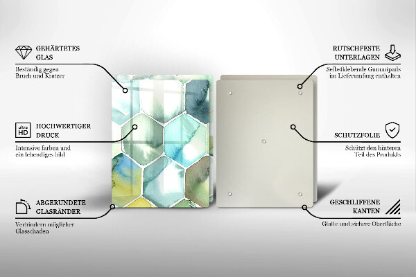 Tagliere in vetro temperato Esagoni dell'acquerello