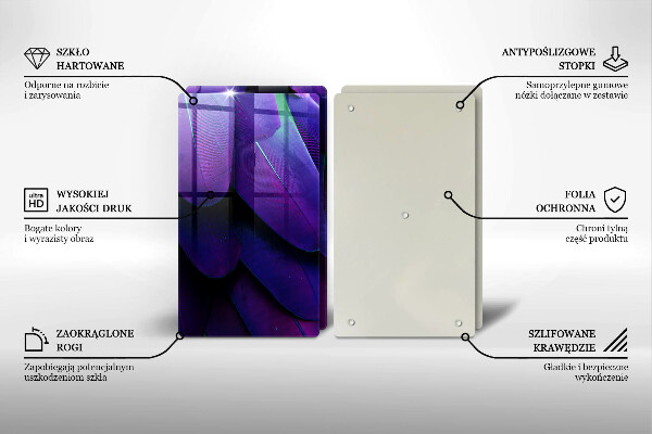 Tagliere in vetro temperato Piume al neon