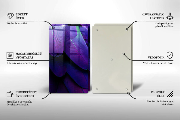 Tagliere in vetro temperato Piume al neon