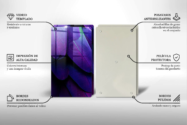 Tagliere in vetro temperato Piume al neon