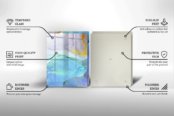 Tagliere in vetro temperato Pietra d'oro incrinata