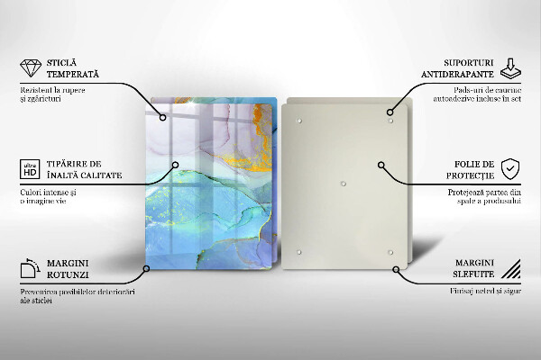 Tagliere in vetro temperato Pietra d'oro incrinata