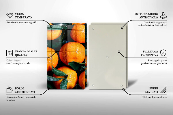 Tagliere in vetro temperato arancia