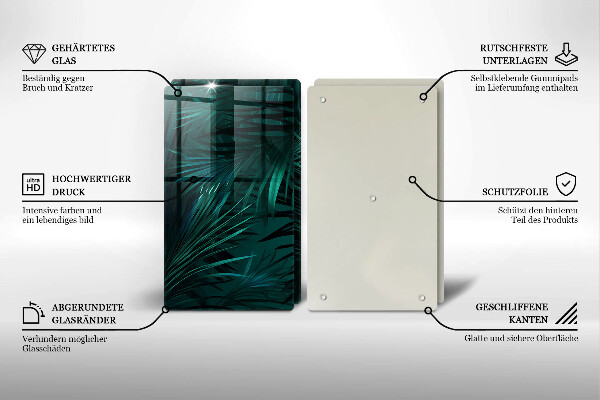 Tagliere in vetro temperato Foglie selvagge della giungla