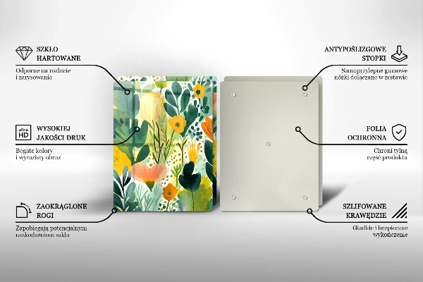 Tagliere in vetro temperato Fiori dipinti