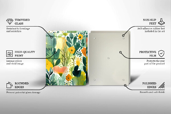 Tagliere in vetro temperato Fiori dipinti