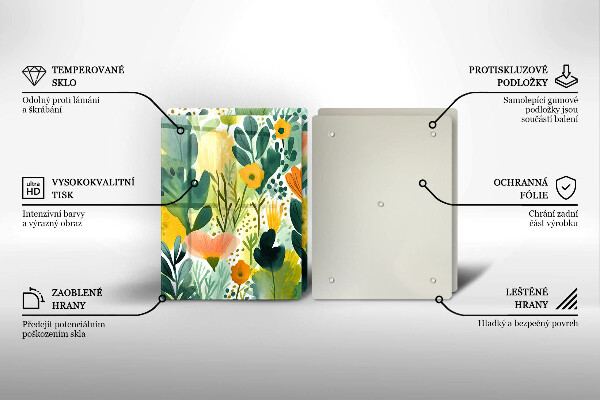 Tagliere in vetro temperato Fiori dipinti