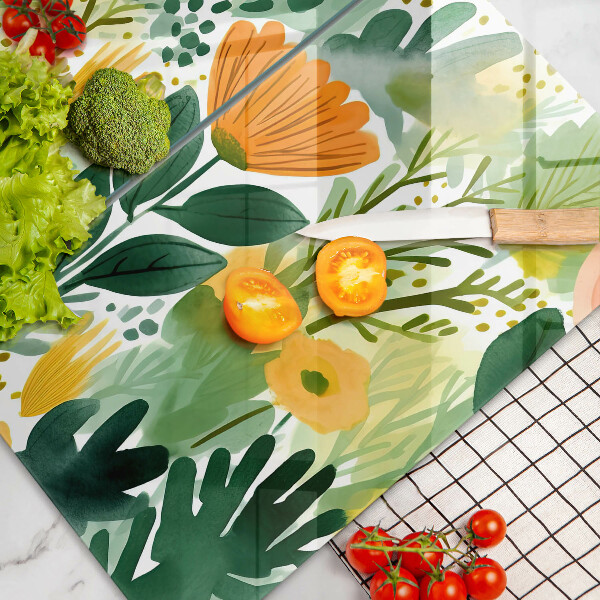 Tagliere in vetro temperato Fiori dipinti