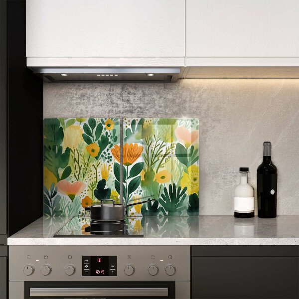 Tagliere in vetro temperato Fiori dipinti