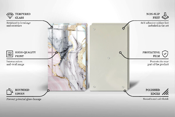 Tagliere in vetro temperato Marmo pastello