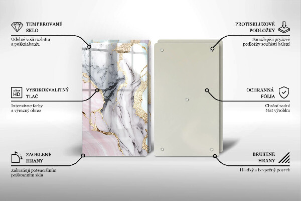 Tagliere in vetro temperato Marmo pastello