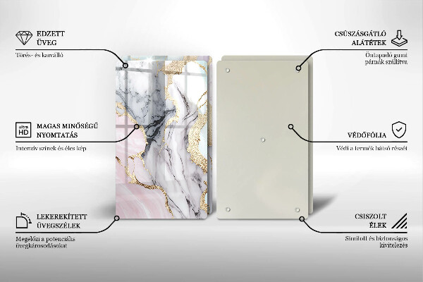 Tagliere in vetro temperato Marmo pastello