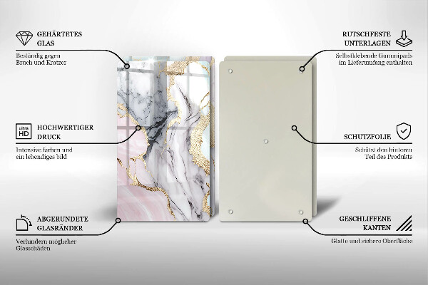 Tagliere in vetro temperato Marmo pastello