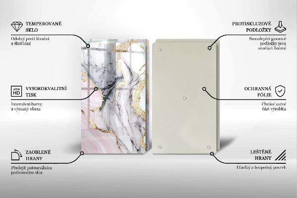 Tagliere in vetro temperato Marmo pastello