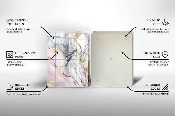 Tagliere in vetro temperato Marmo pastello