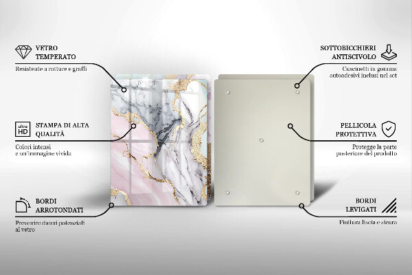 Tagliere in vetro temperato Marmo pastello