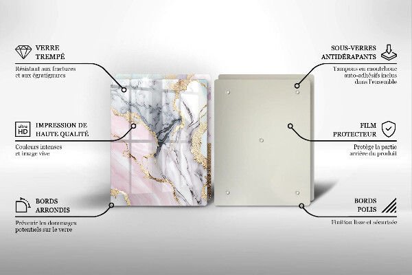 Tagliere in vetro temperato Marmo pastello