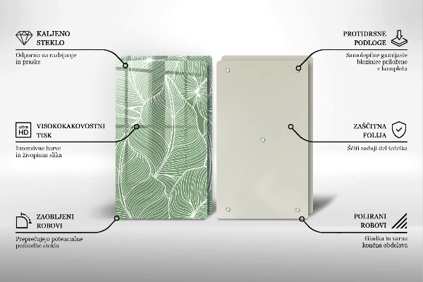 Tagliere in vetro temperato Foglie lineari