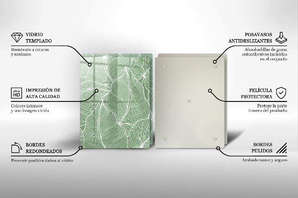 Tagliere in vetro temperato Foglie lineari