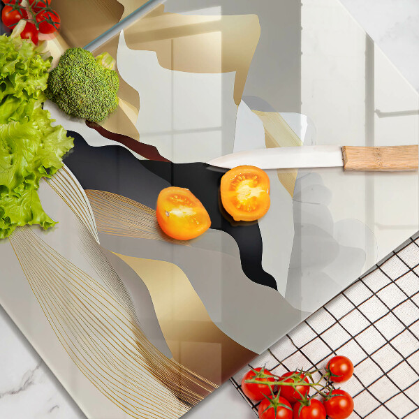 Tagliere in vetro temperato Montagne dorate astratte