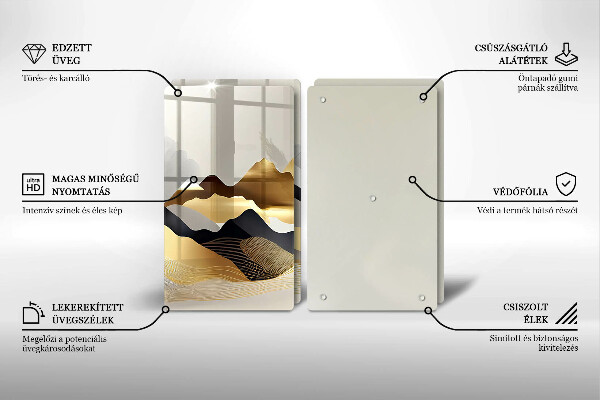 Tagliere in vetro temperato Montagne dorate astratte