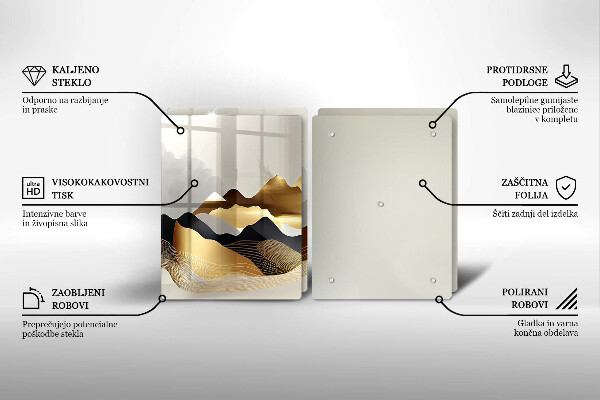Tagliere in vetro temperato Montagne dorate astratte