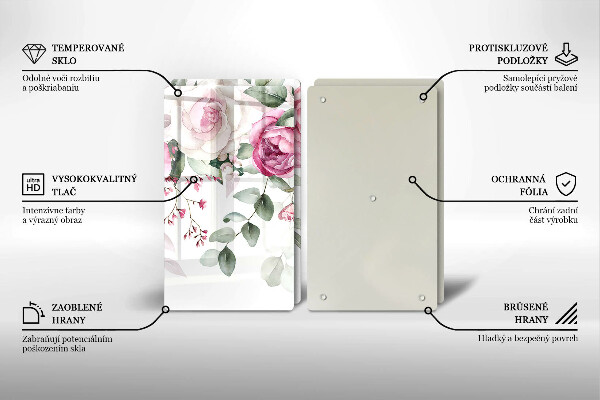 Tagliere in vetro temperato Rose dell'acquerello