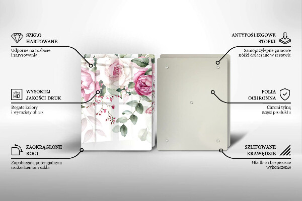 Tagliere in vetro temperato Rose dell'acquerello