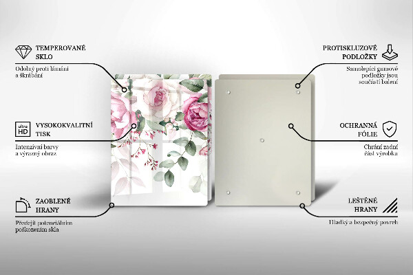 Tagliere in vetro temperato Rose dell'acquerello