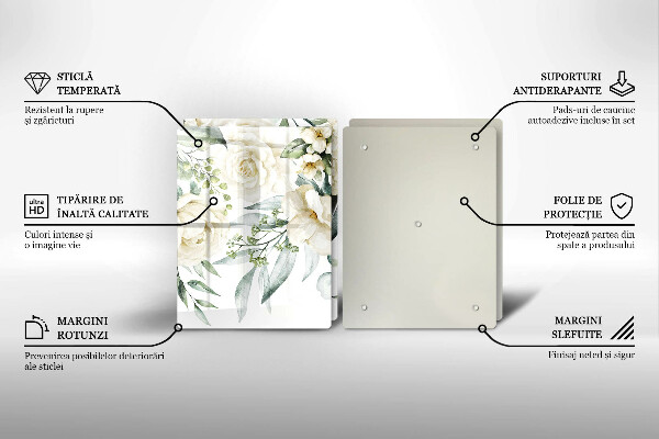 Tagliere in vetro temperato Fiori ad acquerelli