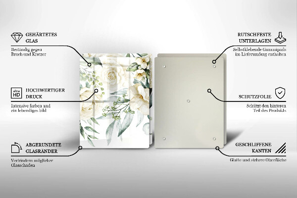 Tagliere in vetro temperato Fiori ad acquerelli