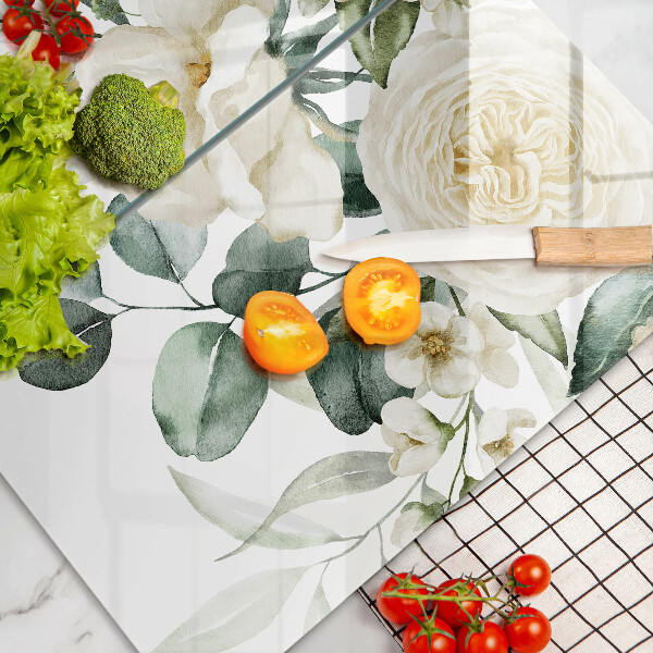 Tagliere in vetro temperato Fiori ad acquerelli