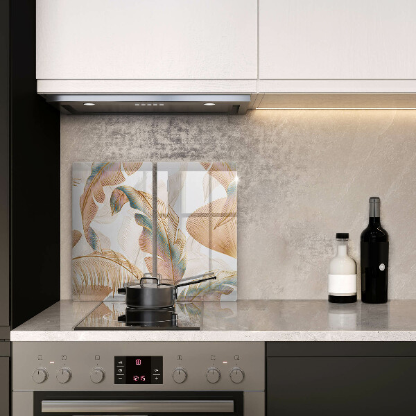 Tagliere in vetro temperato Piume e foglie boho