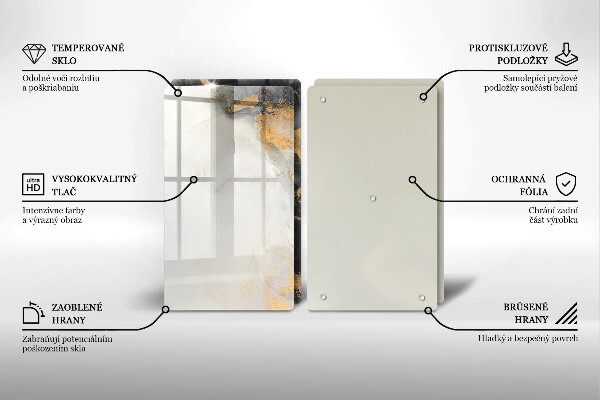 Tagliere in vetro temperato Astrazione con l'oro