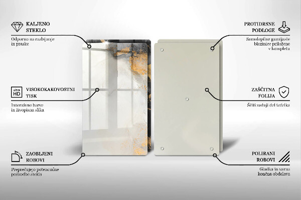 Tagliere in vetro temperato Astrazione con l'oro