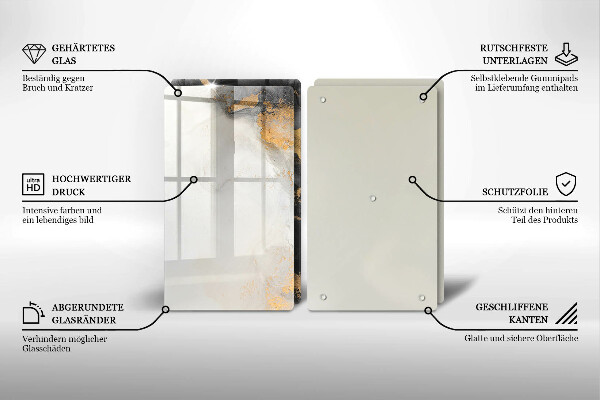 Tagliere in vetro temperato Astrazione con l'oro