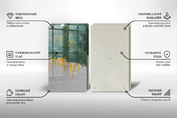 Tagliere in vetro temperato Astrazione con l'oro