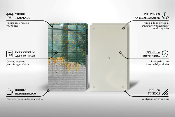 Tagliere in vetro temperato Astrazione con l'oro