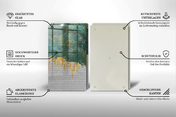 Tagliere in vetro temperato Astrazione con l'oro